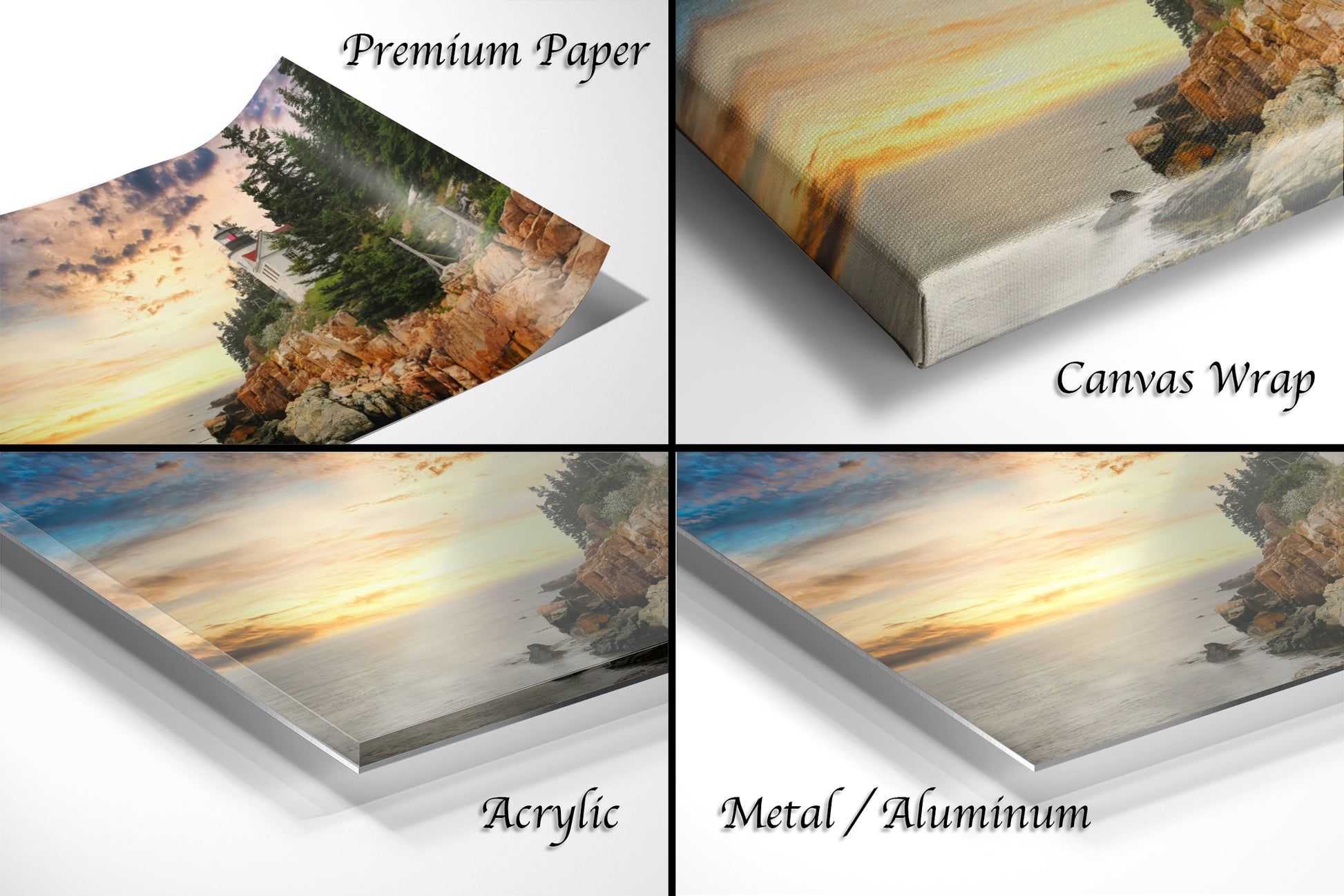 a series of four photos of a landscape