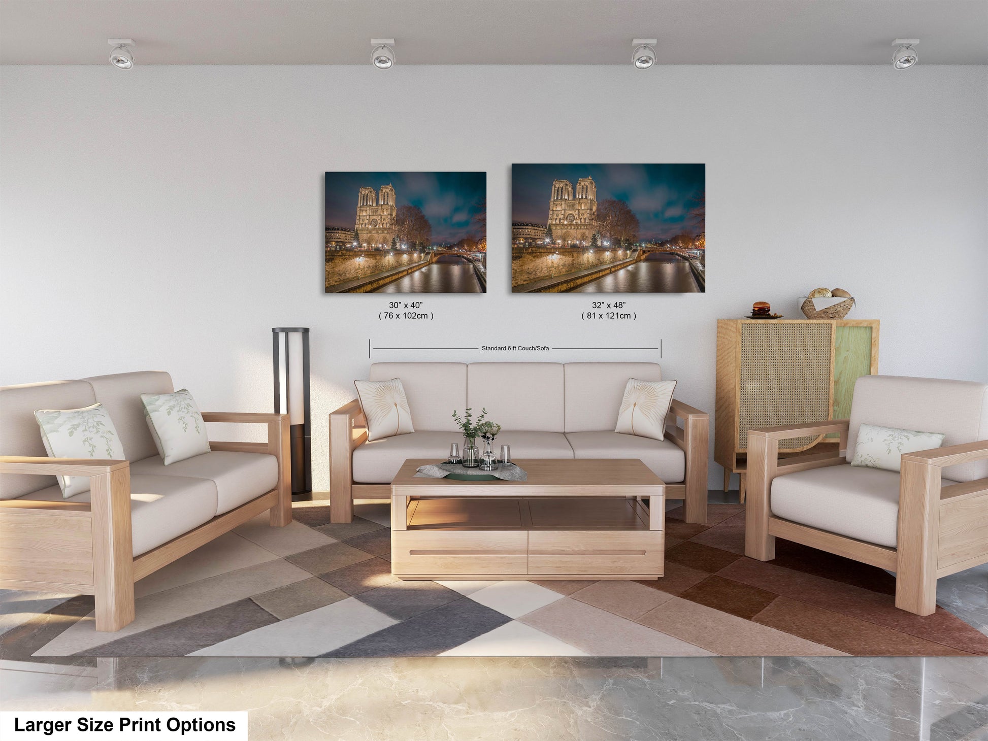 a living room filled with furniture and a painting on the wall