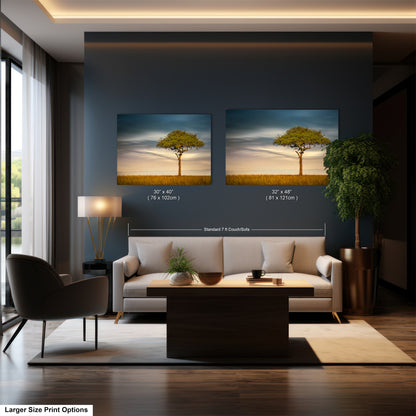 a living room filled with furniture and a painting on the wall