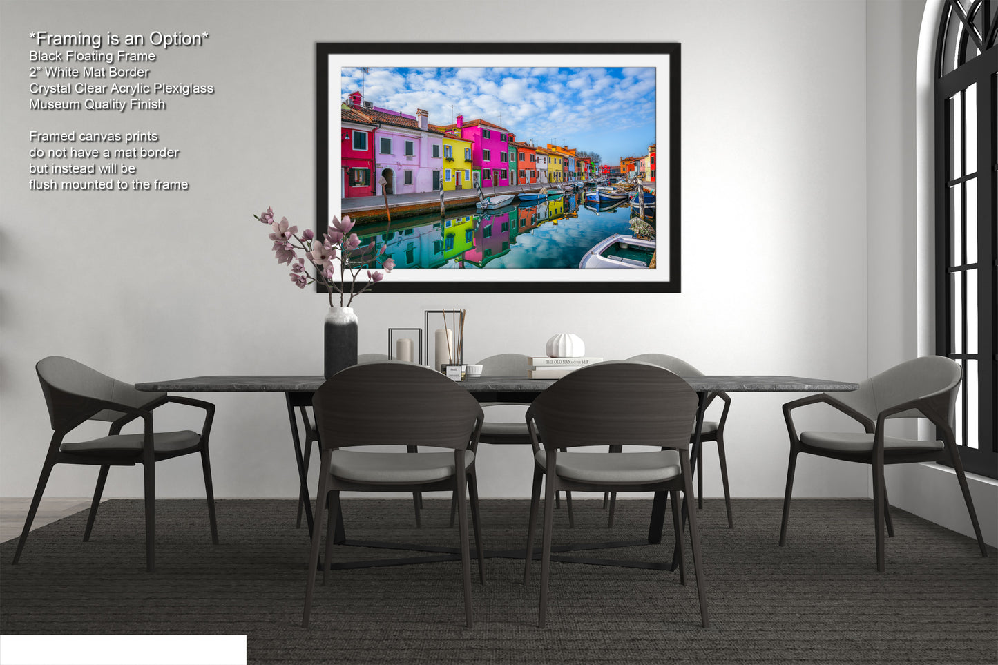 a picture of a dining room with a table and chairs