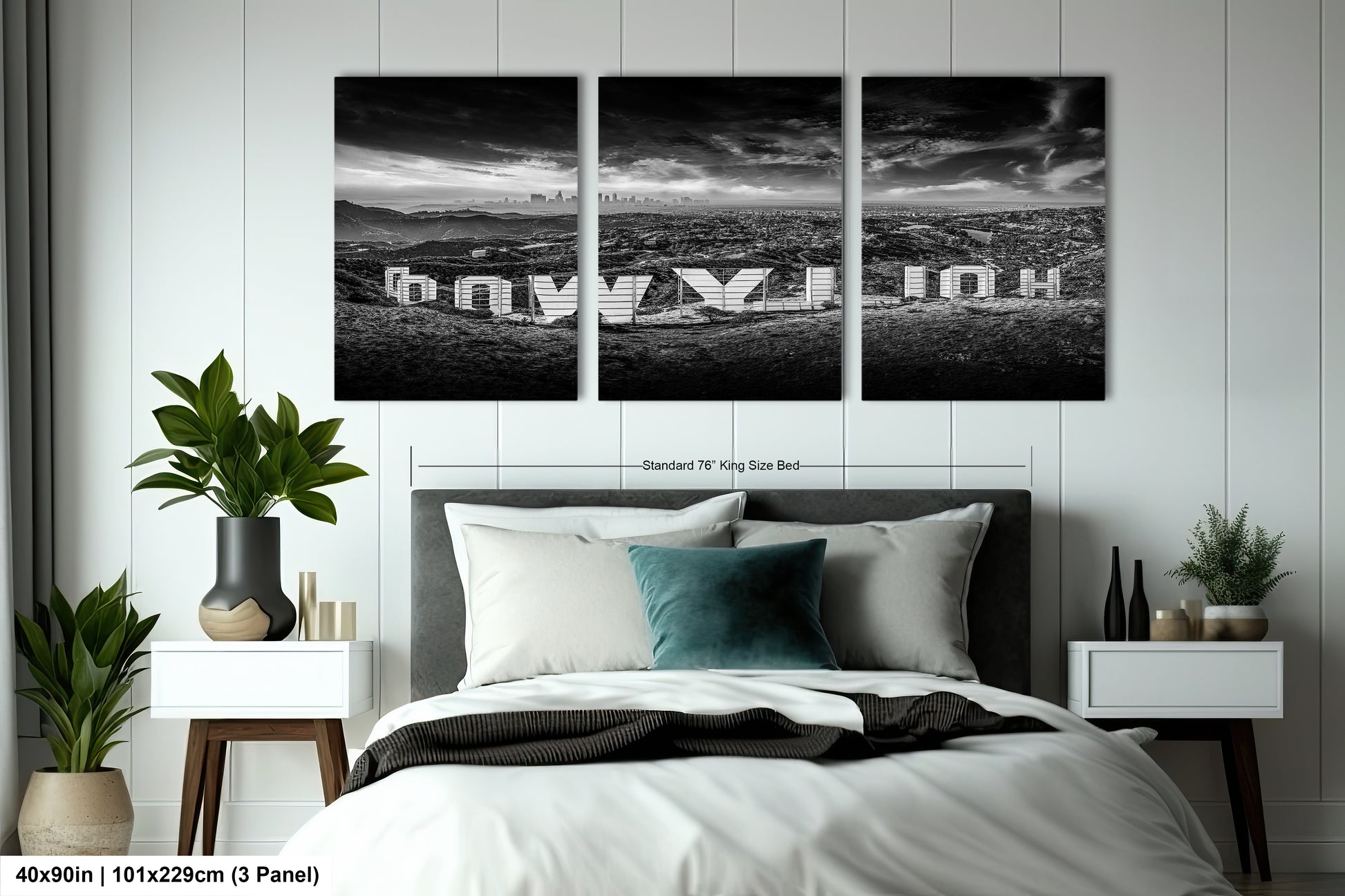 a black and white photo of a bed with pillows