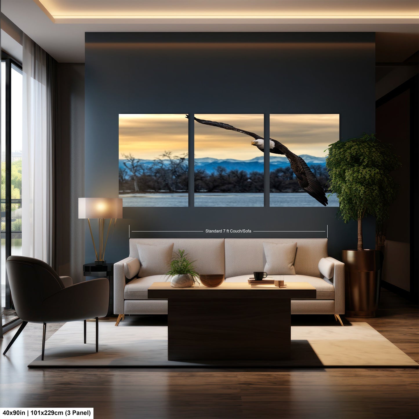 a living room filled with furniture and a large window