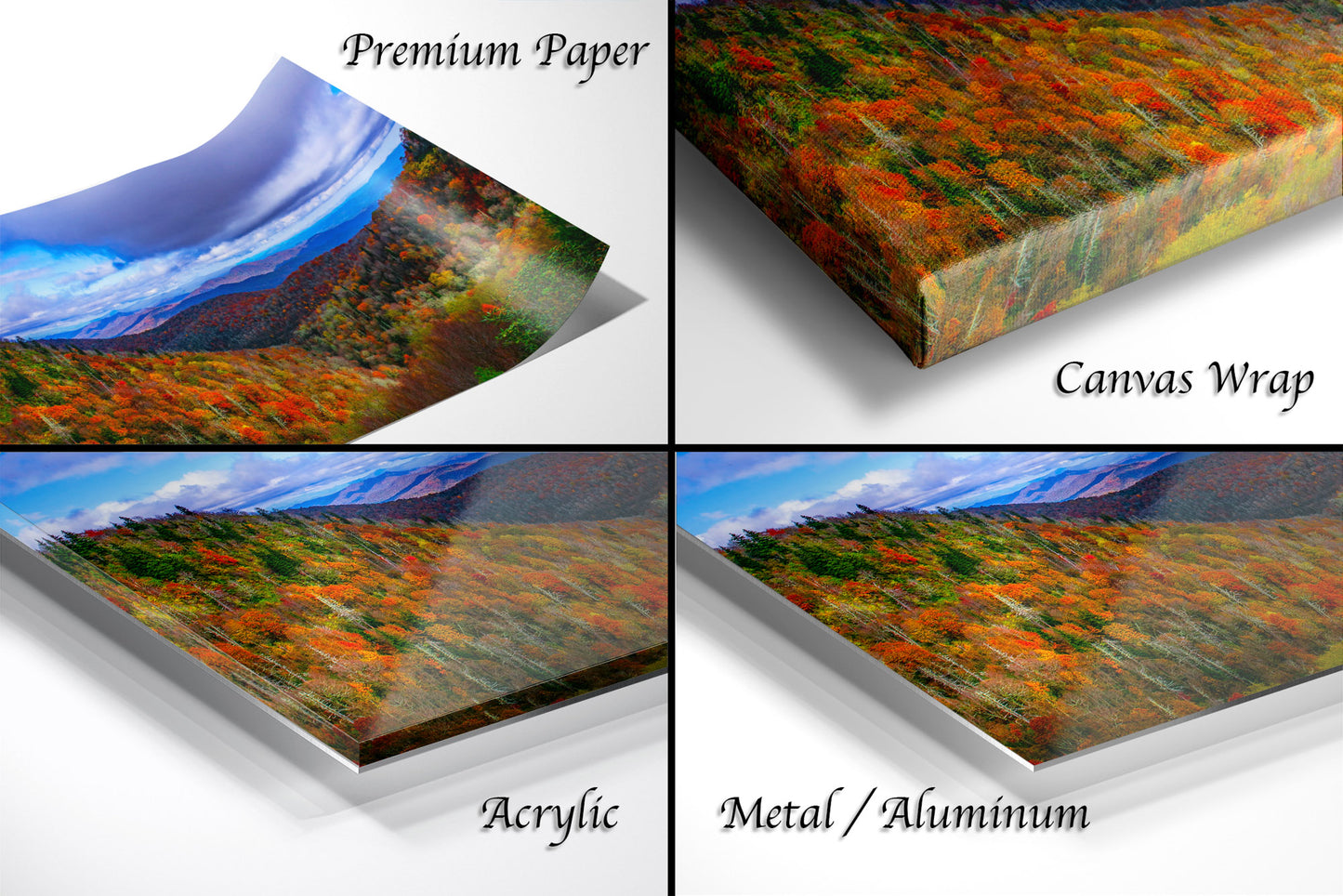 a series of four pictures of a mountain range