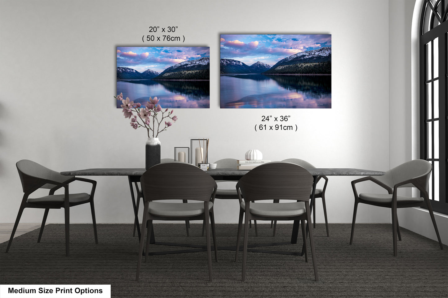 a dining room with a table and chairs