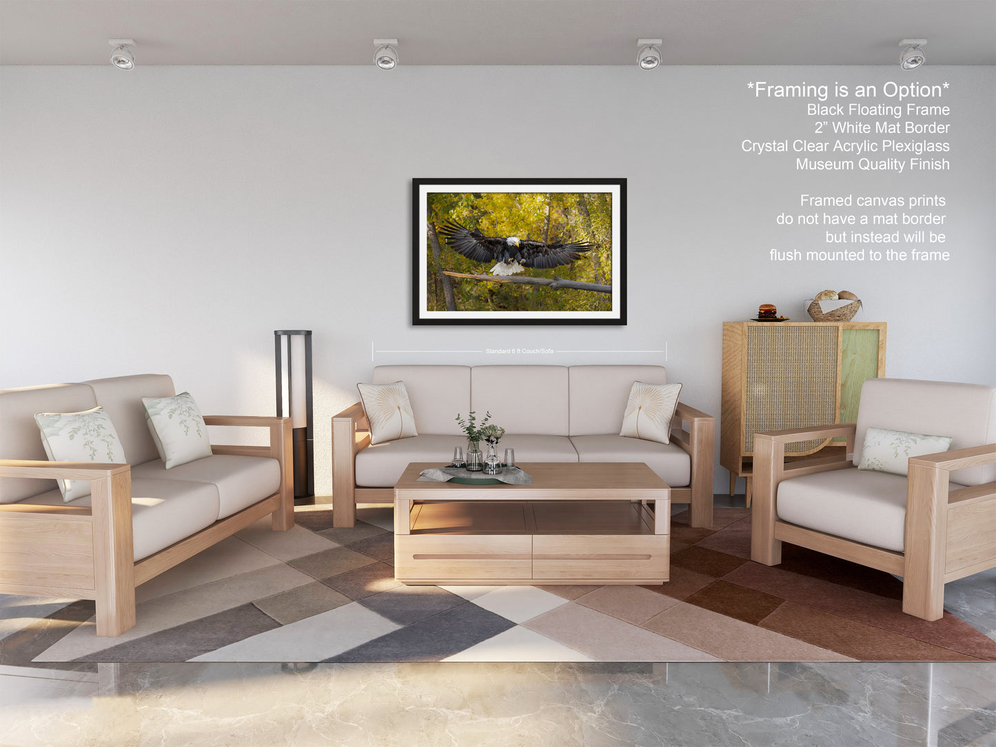 a living room filled with furniture and a painting on the wall