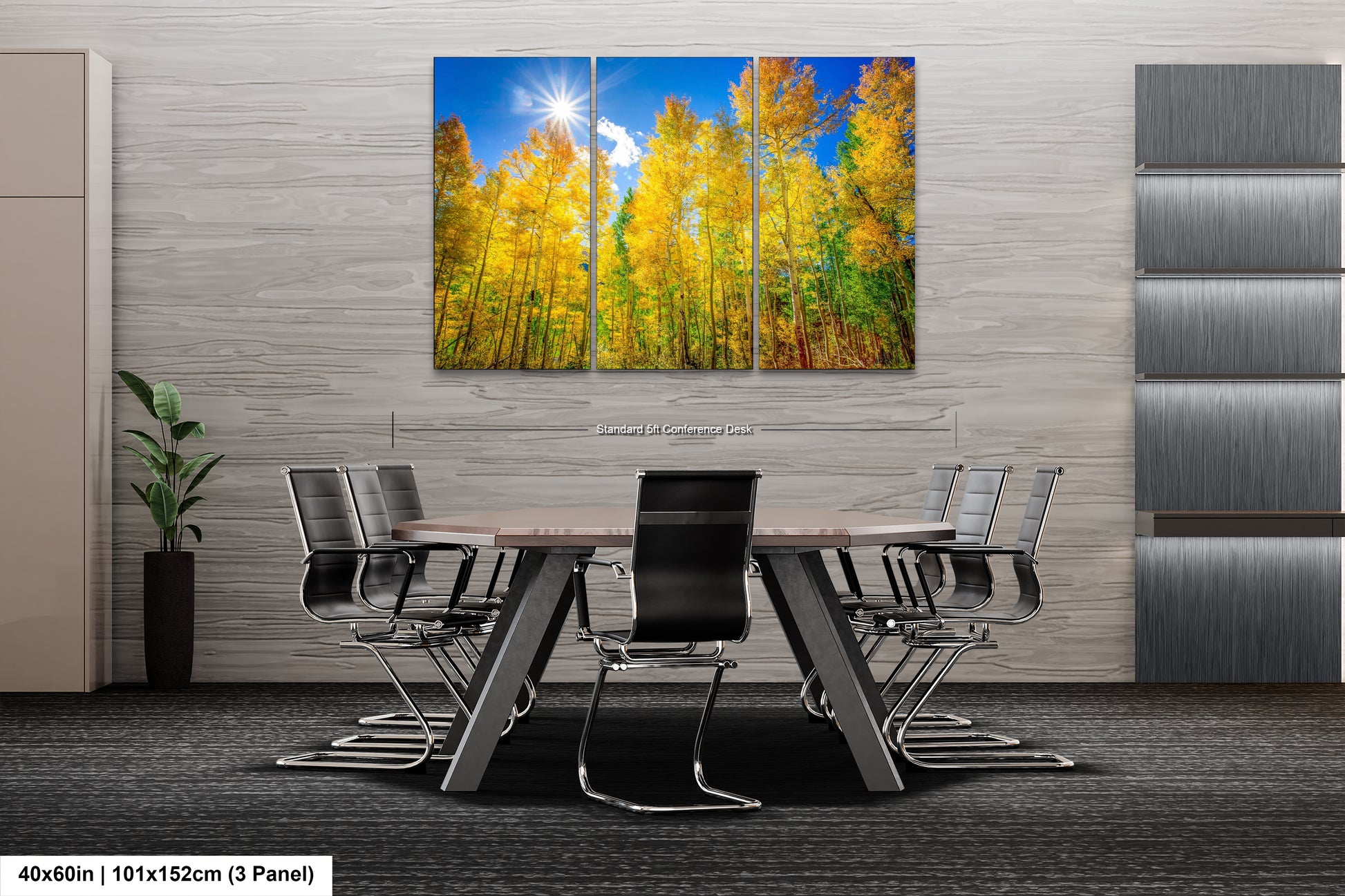 a dining room table with chairs and a painting on the wall