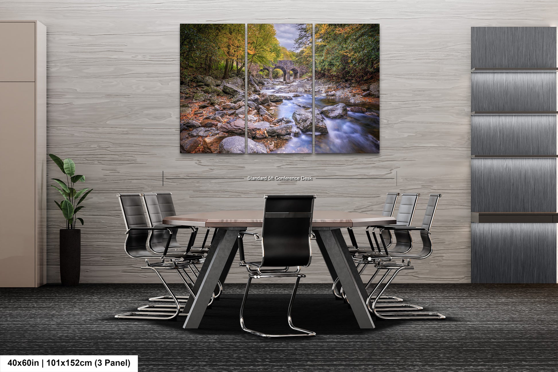 a dining room table with chairs and a painting on the wall