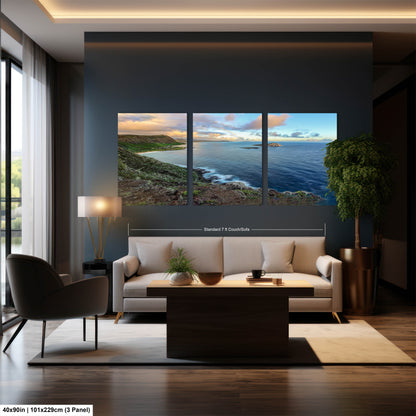 a living room filled with furniture and a painting on the wall