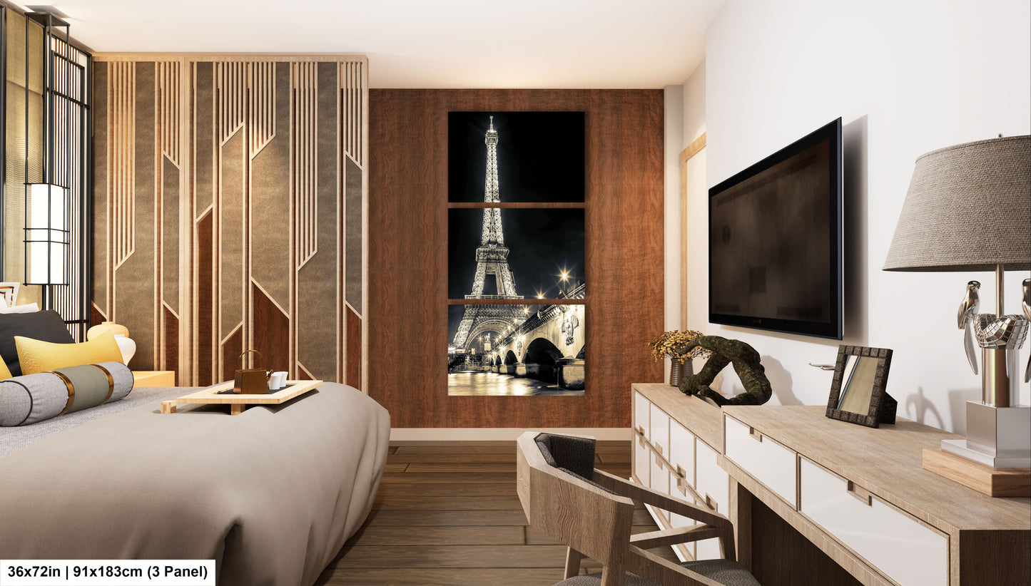 a bedroom with a bed, desk and television