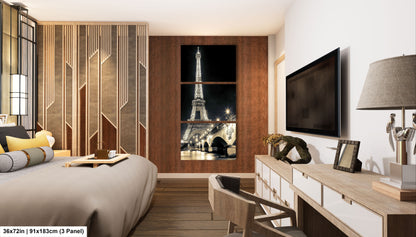 a bedroom with a bed, desk and television