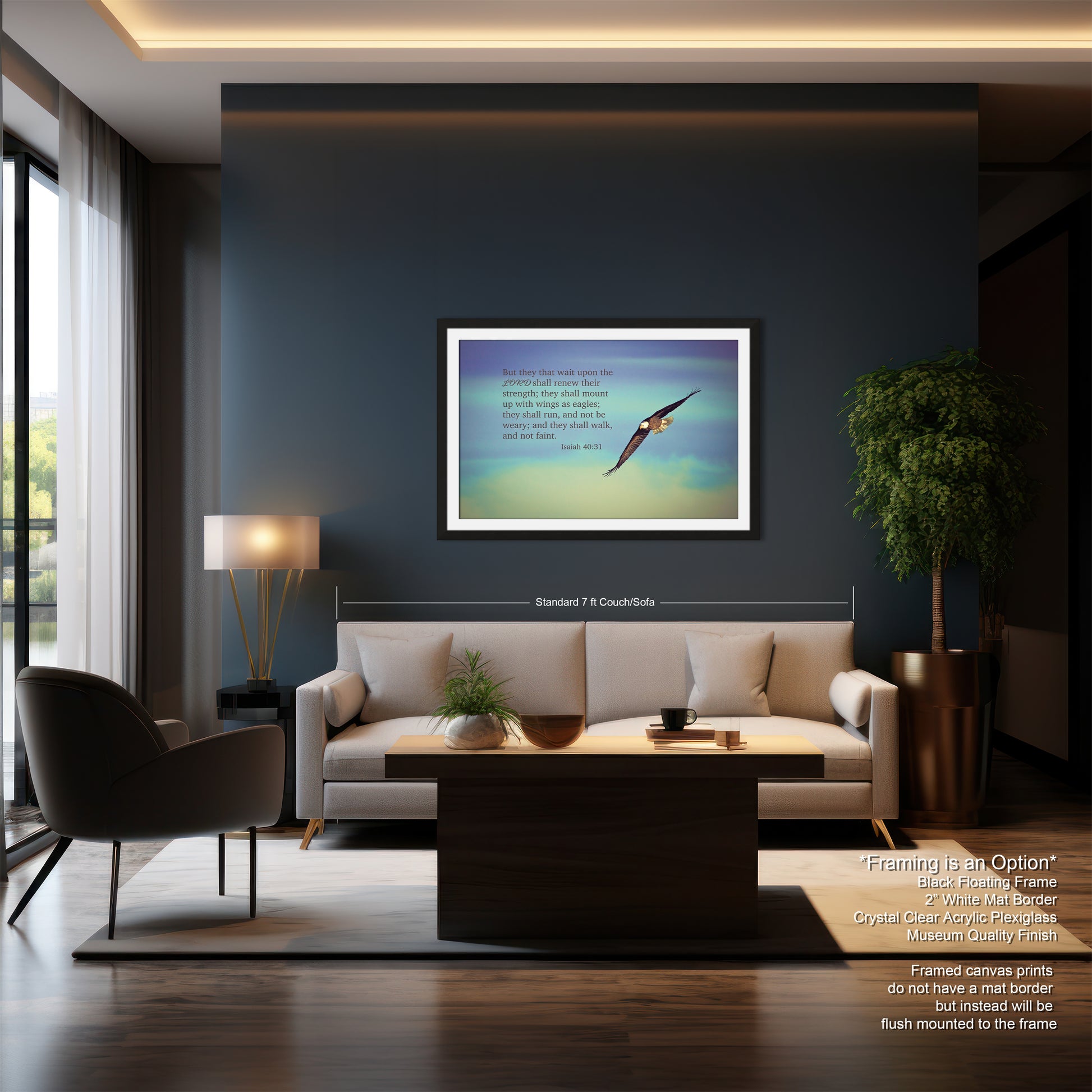 a living room filled with furniture and a painting on the wall