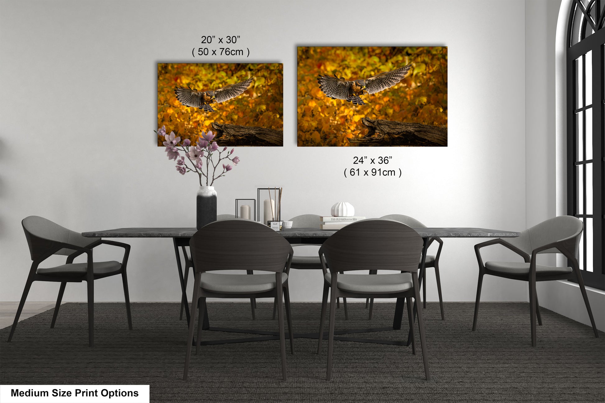 a dining room with a table and chairs