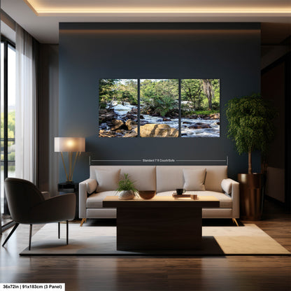 a living room filled with furniture and a painting on the wall