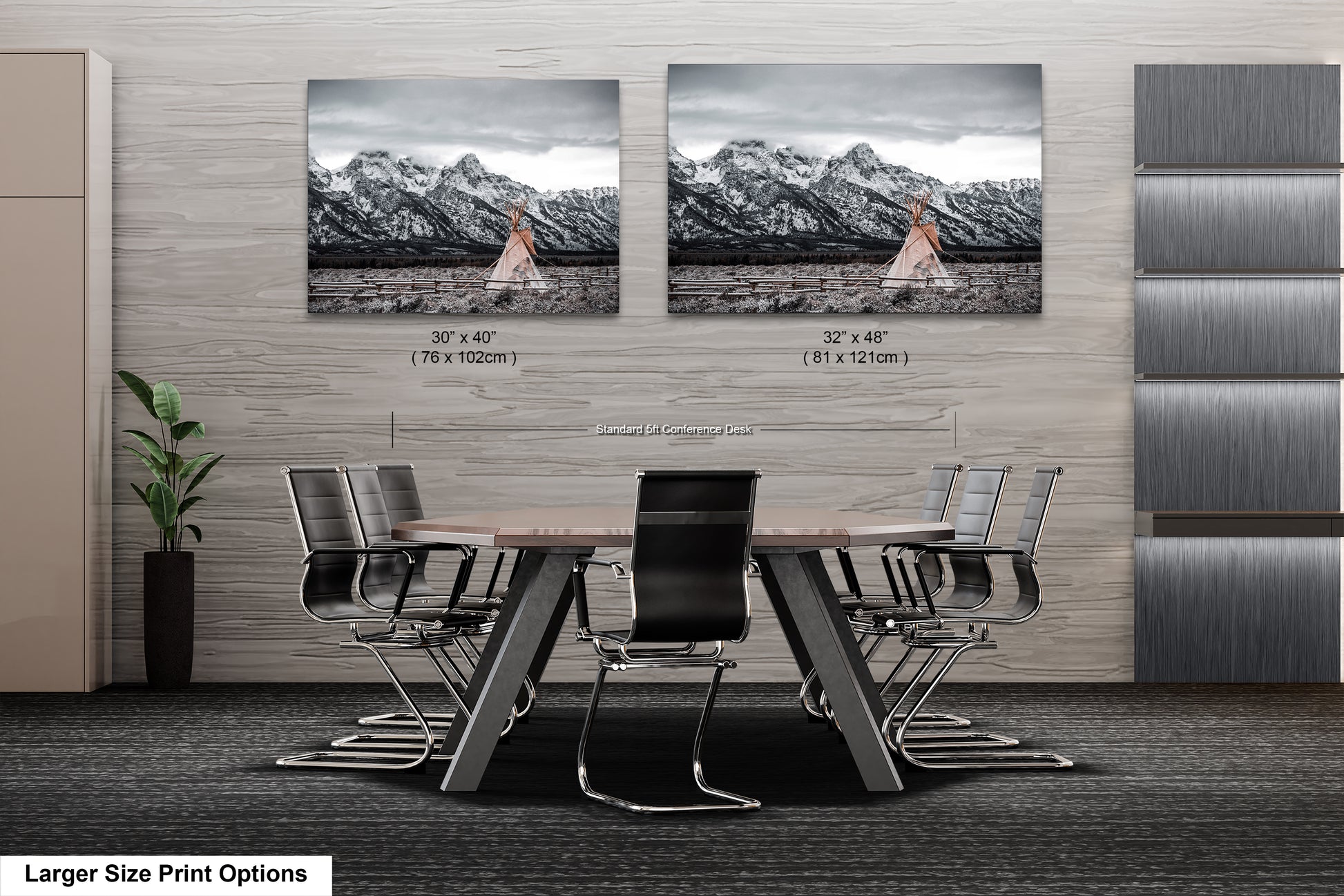 two pictures of a table and chairs in a room