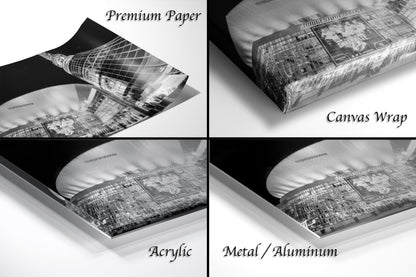 a series of four photographs of a cityscape