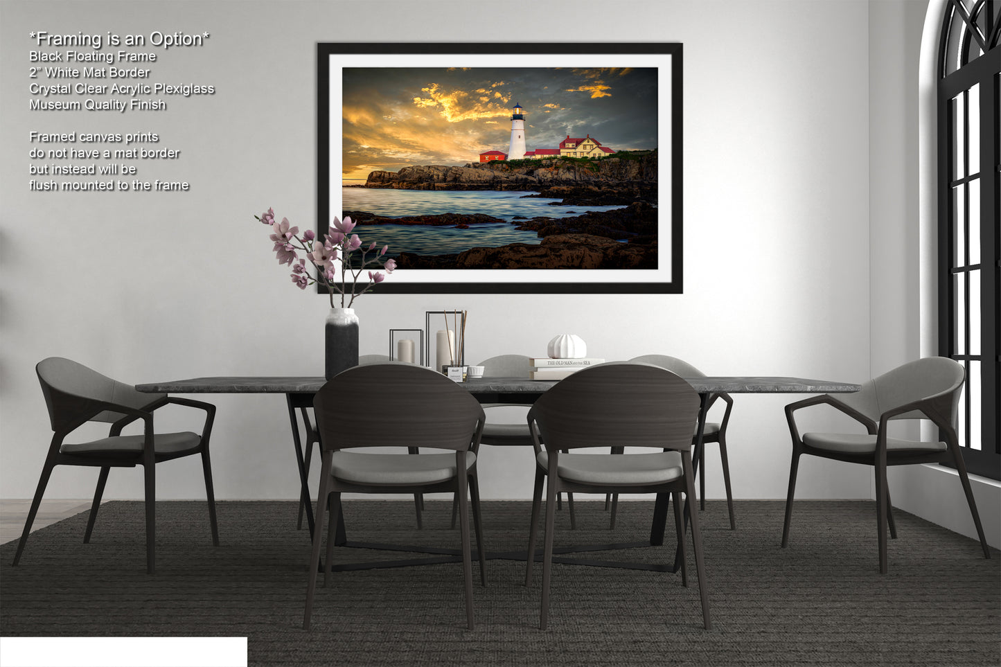 a dining room with a table and chairs