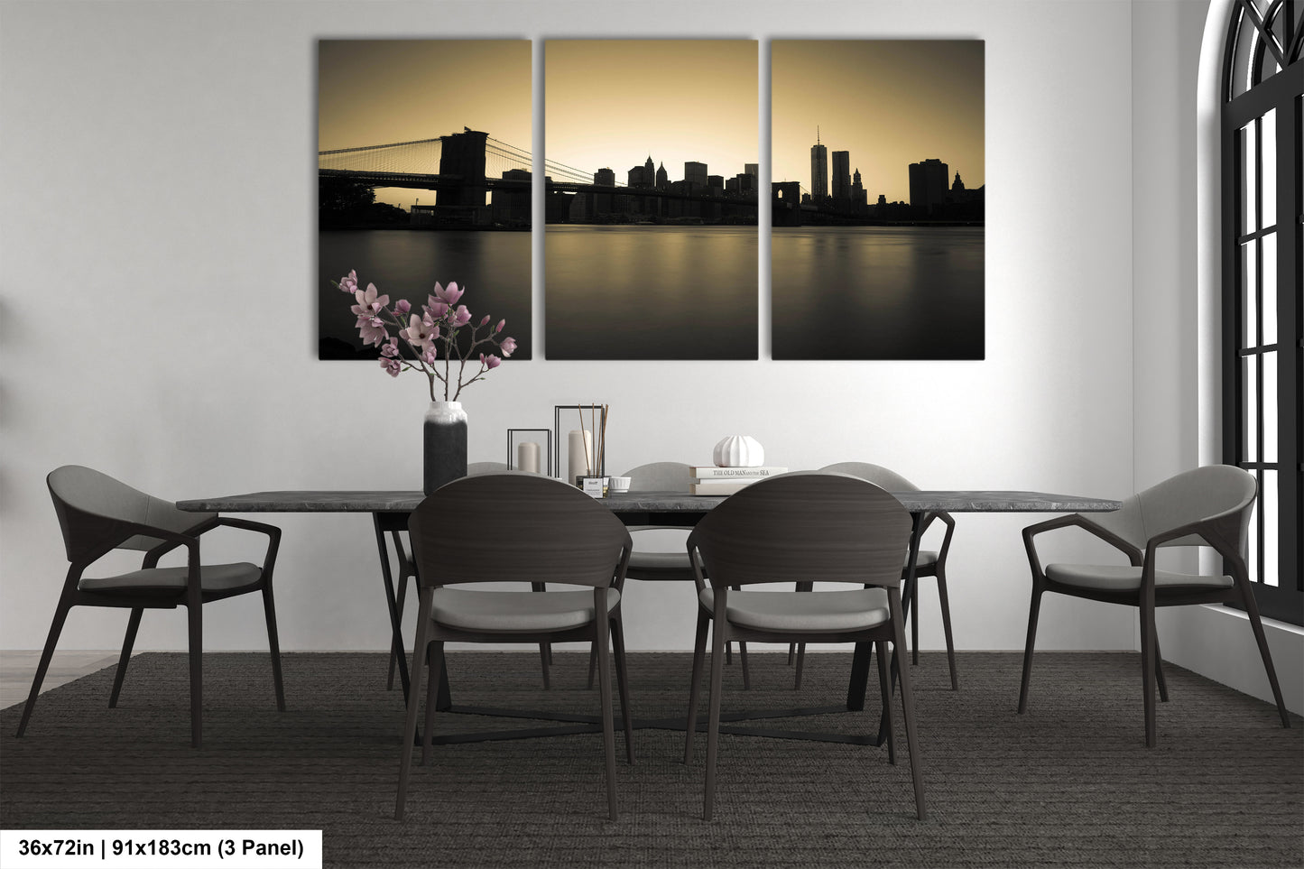 a dining room with a table and chairs