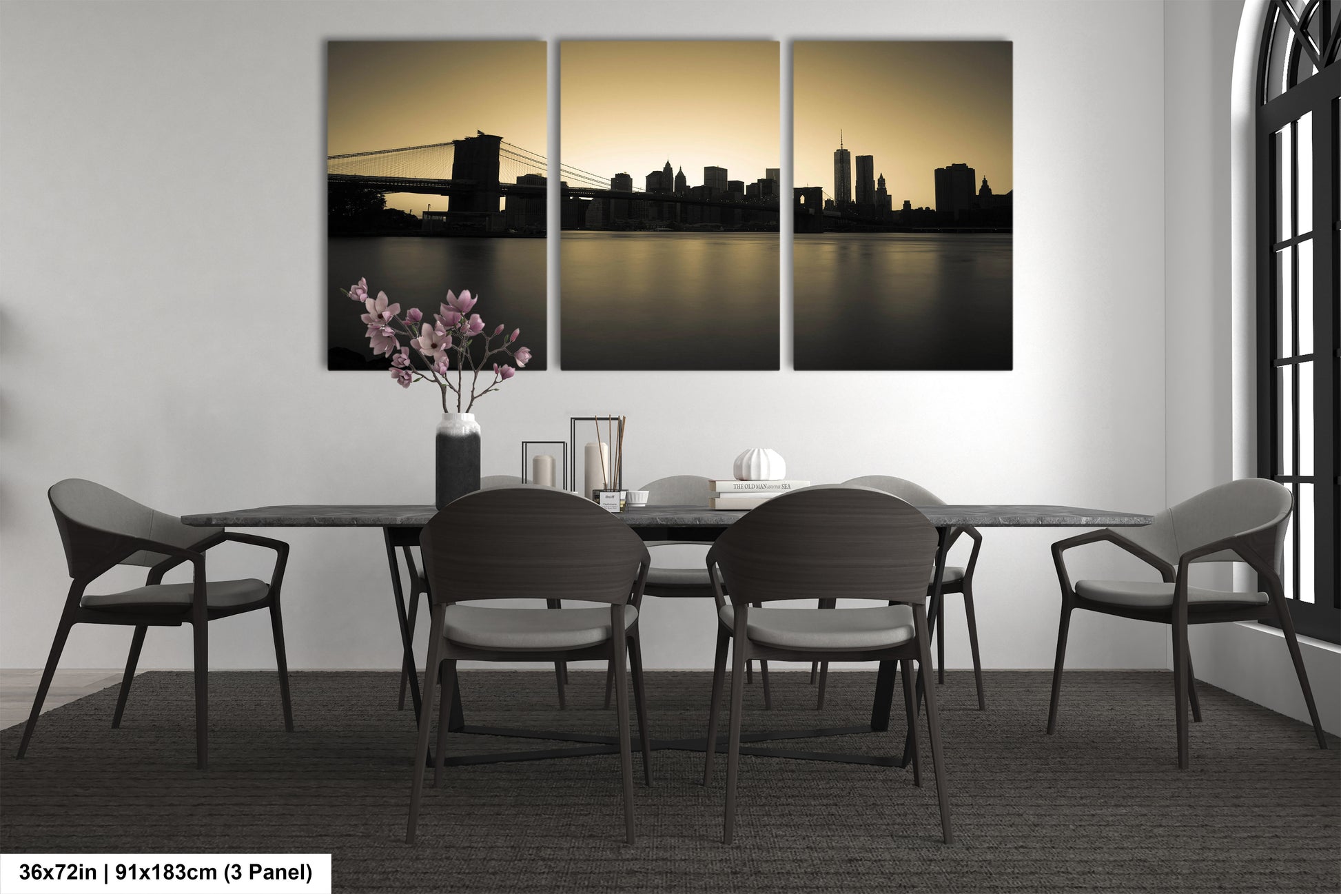 a dining room with a table and chairs
