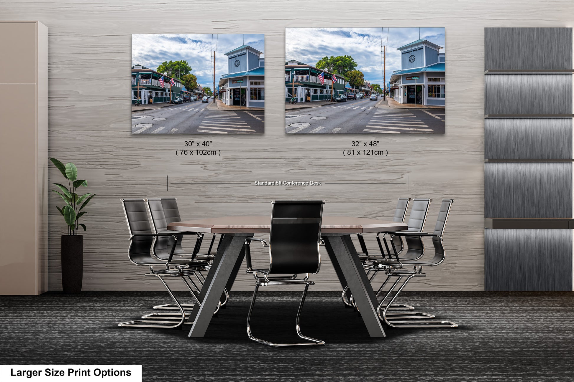 two pictures of a city street with buildings
