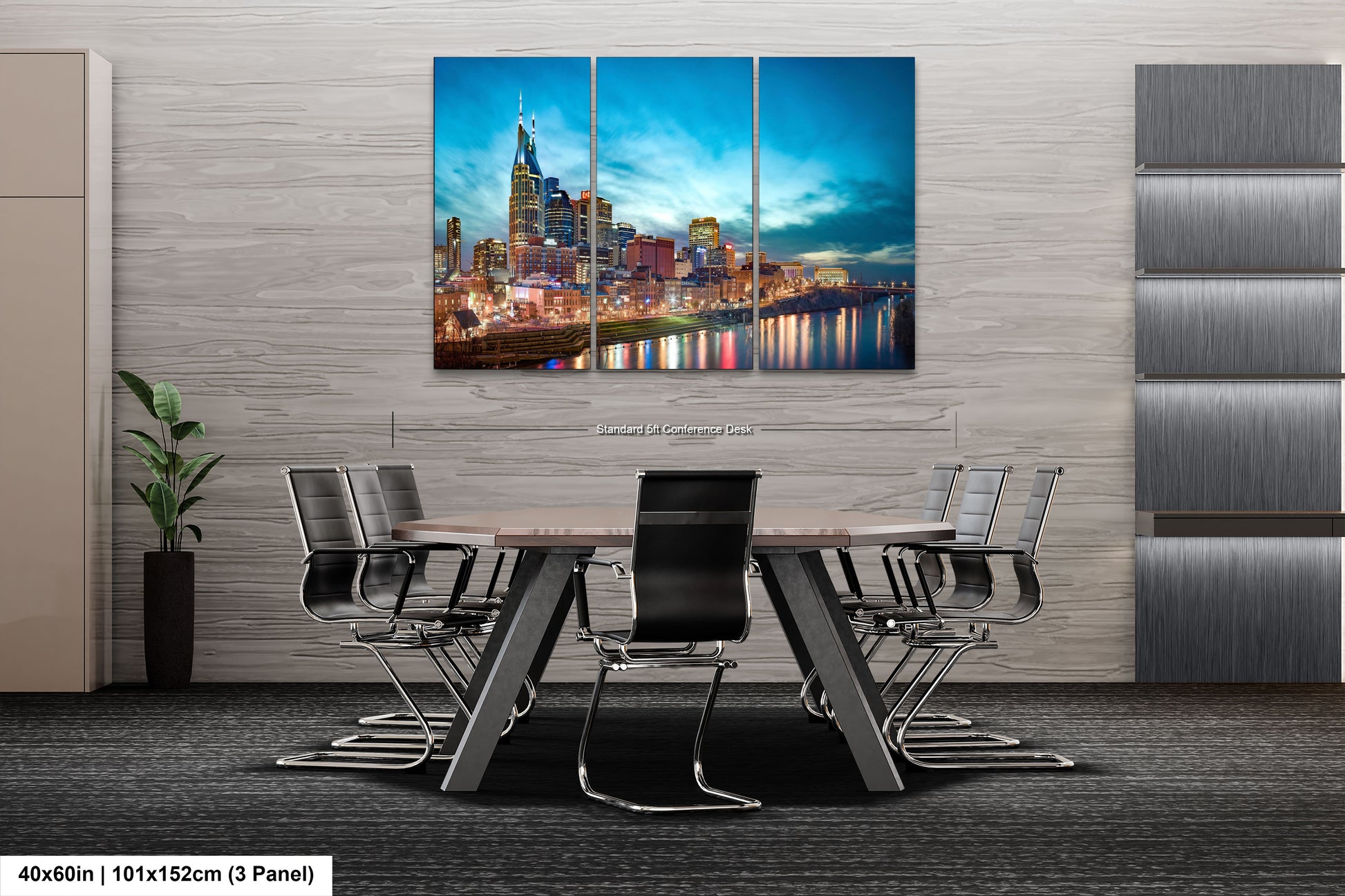 a dining room table with chairs and a painting on the wall