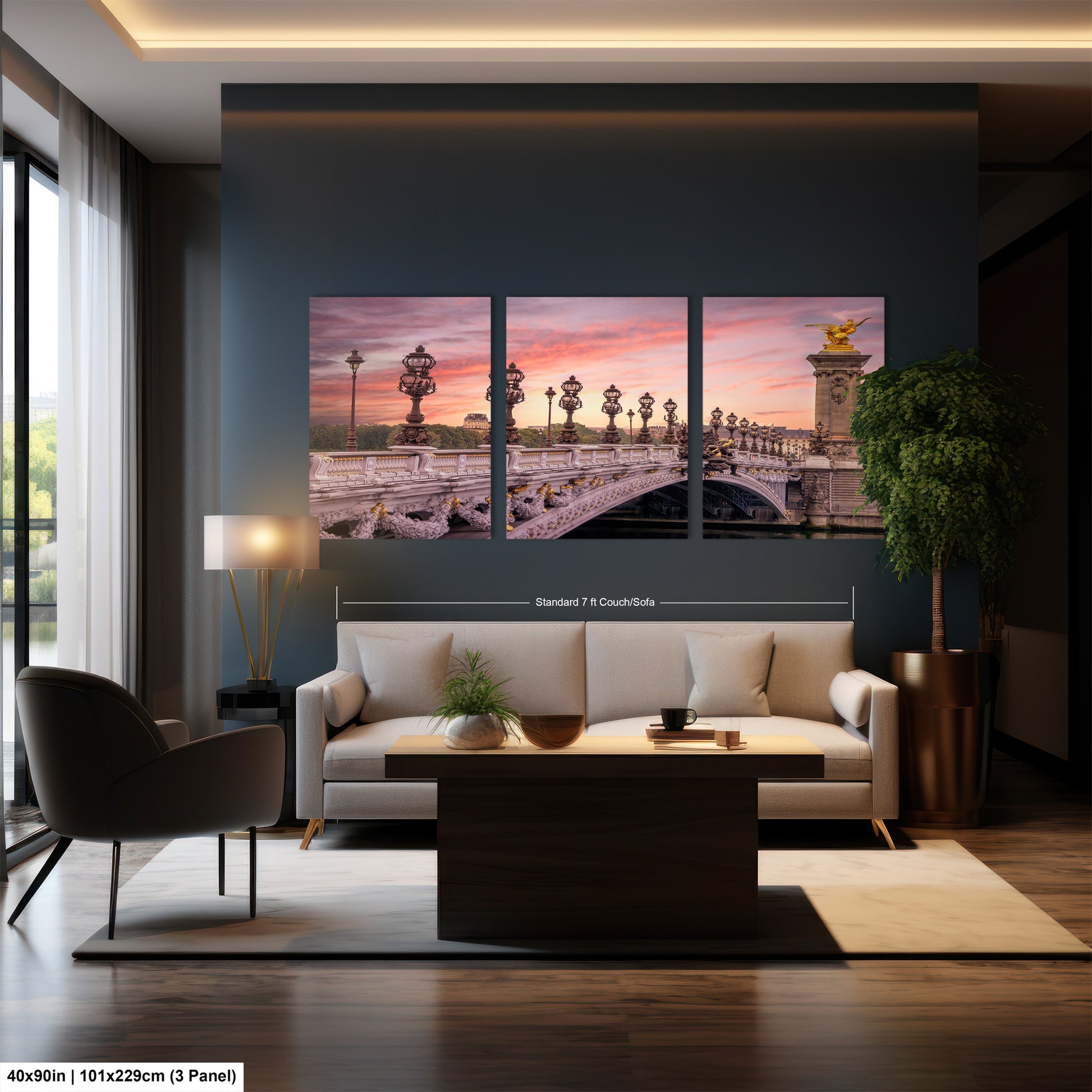 a living room filled with furniture and a painting on the wall