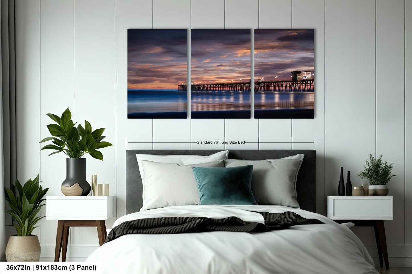 a bedroom scene with focus on the bed