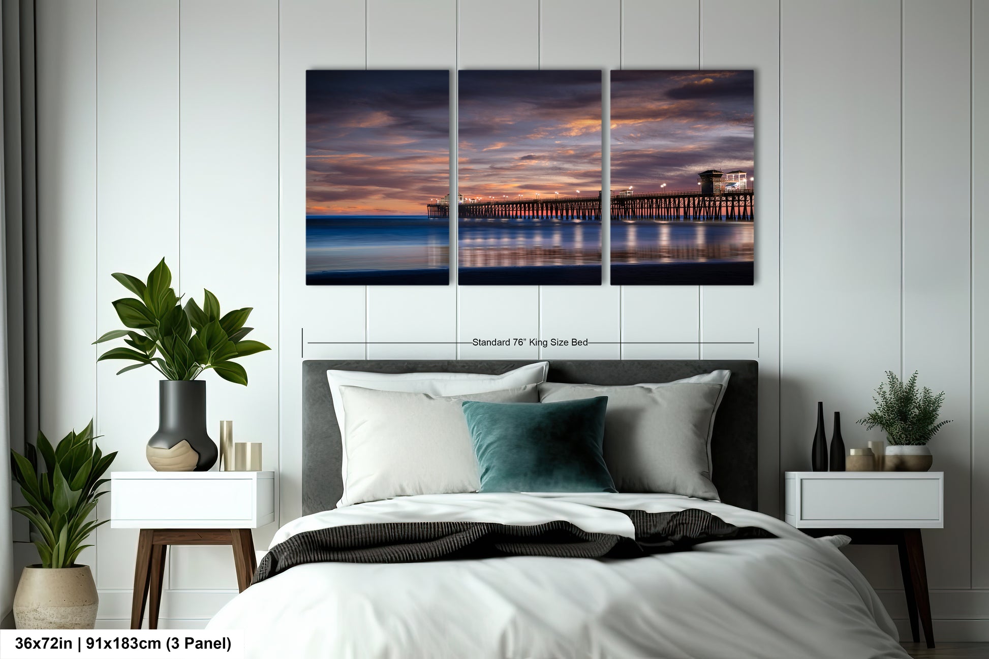 a bedroom scene with focus on the bed