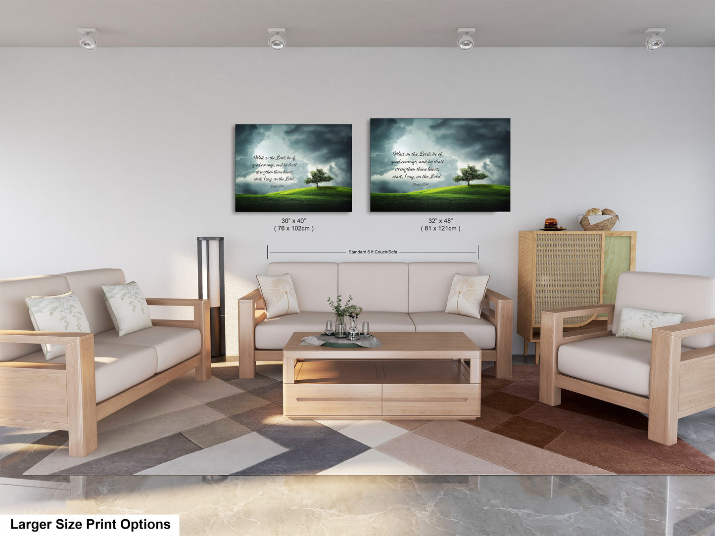 a living room filled with furniture and a painting on the wall