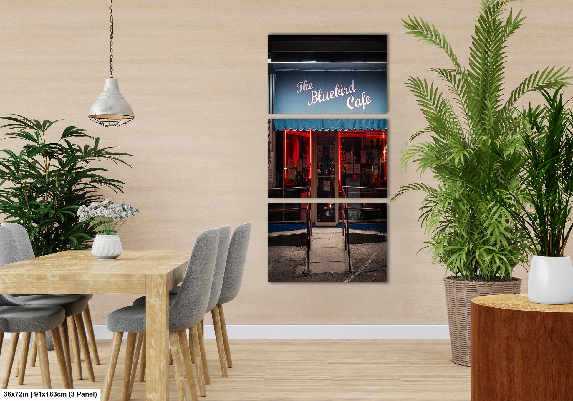 a dining room with a table and chairs
