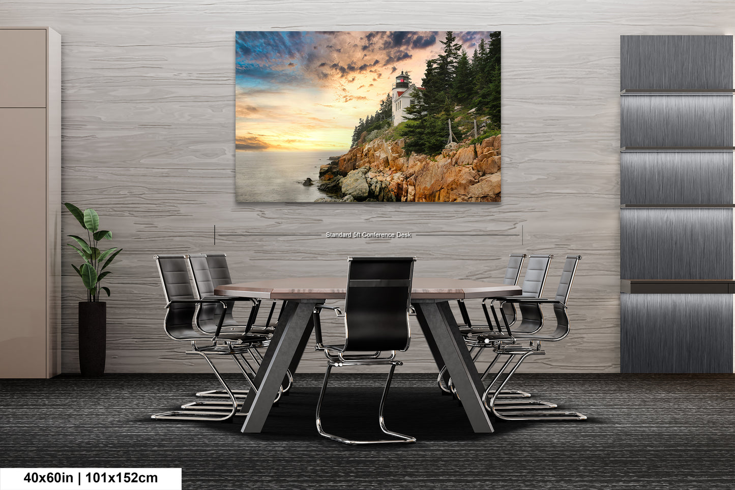 a dining room table with chairs and a painting on the wall