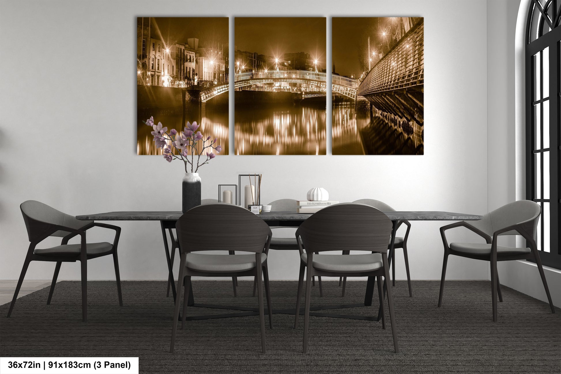 a dining room with a table and chairs