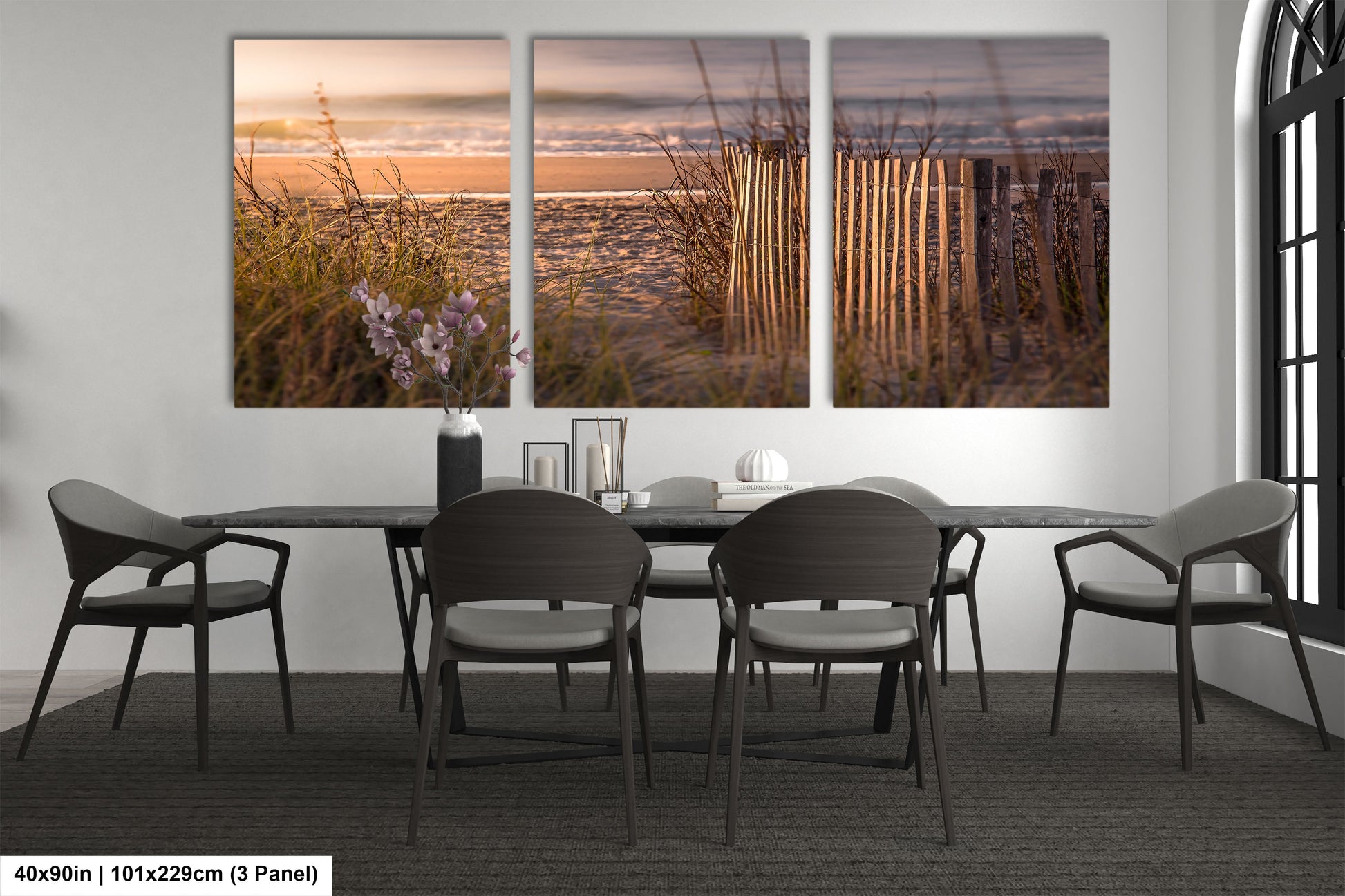 a dining room with a table and chairs