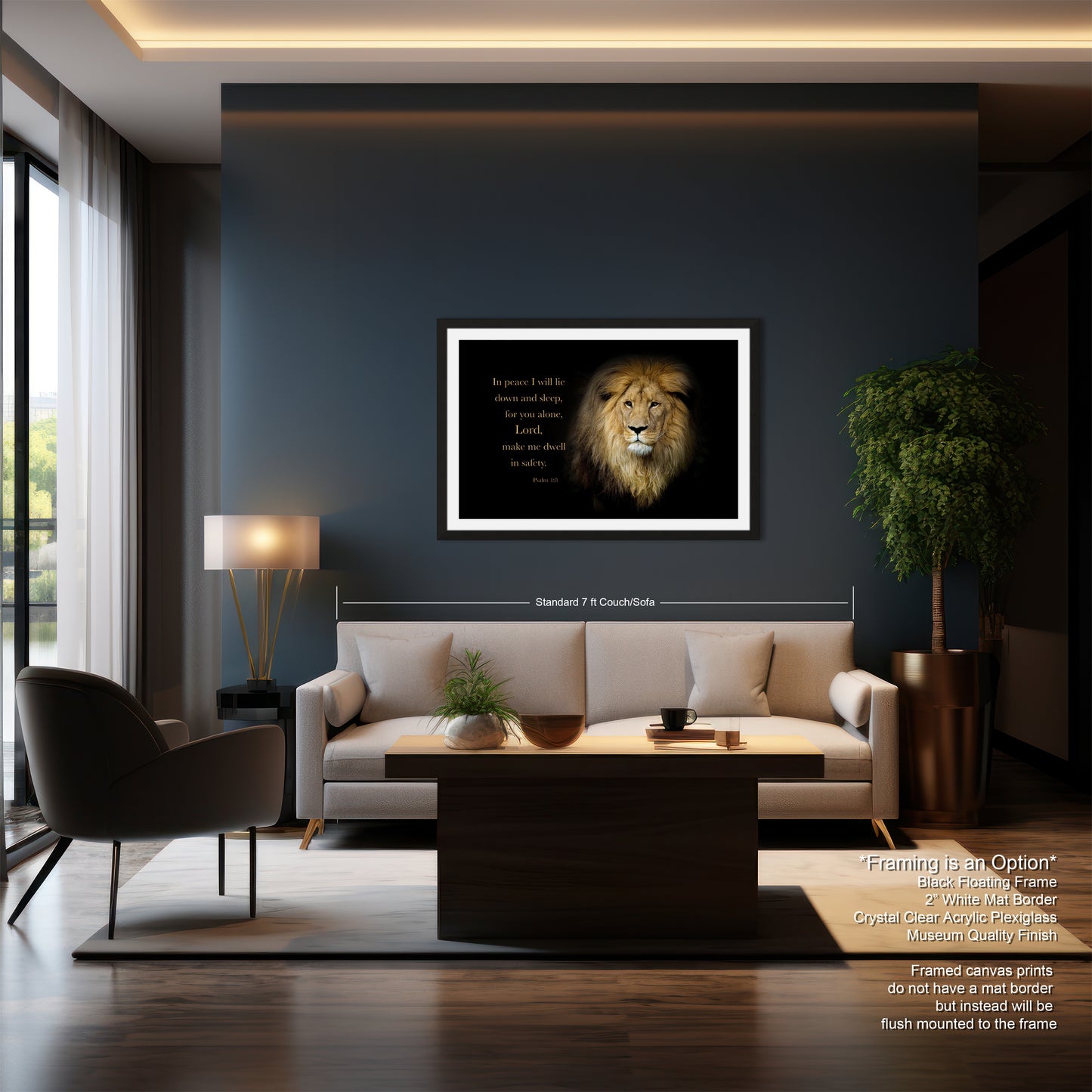 a living room filled with furniture and a painting on the wall