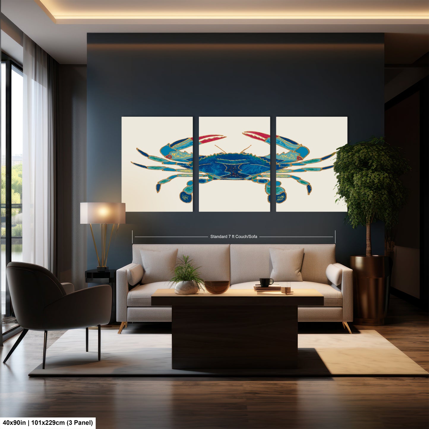 a living room filled with furniture and a painting on the wall