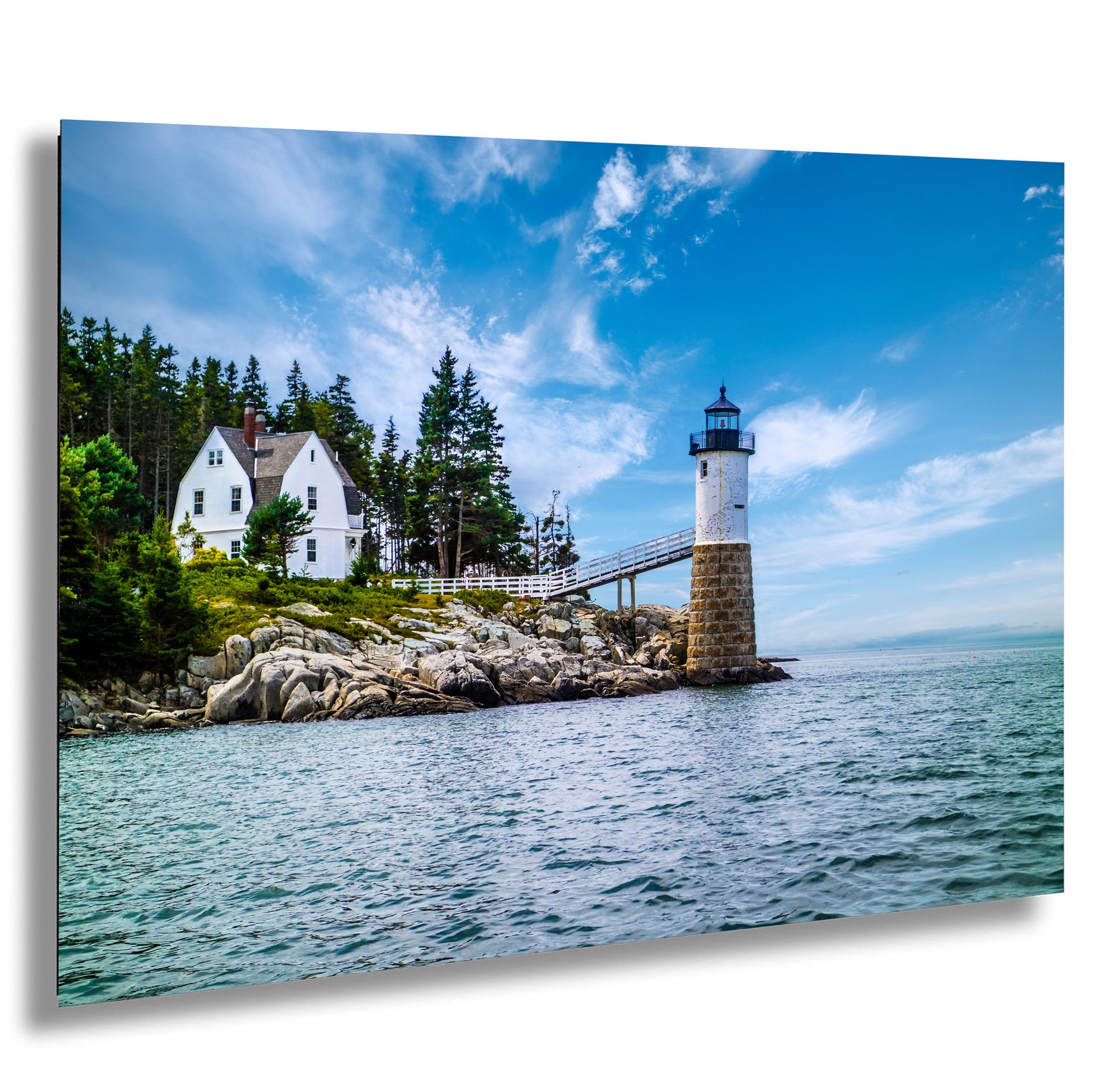 a picture of a lighthouse in the middle of a body of water