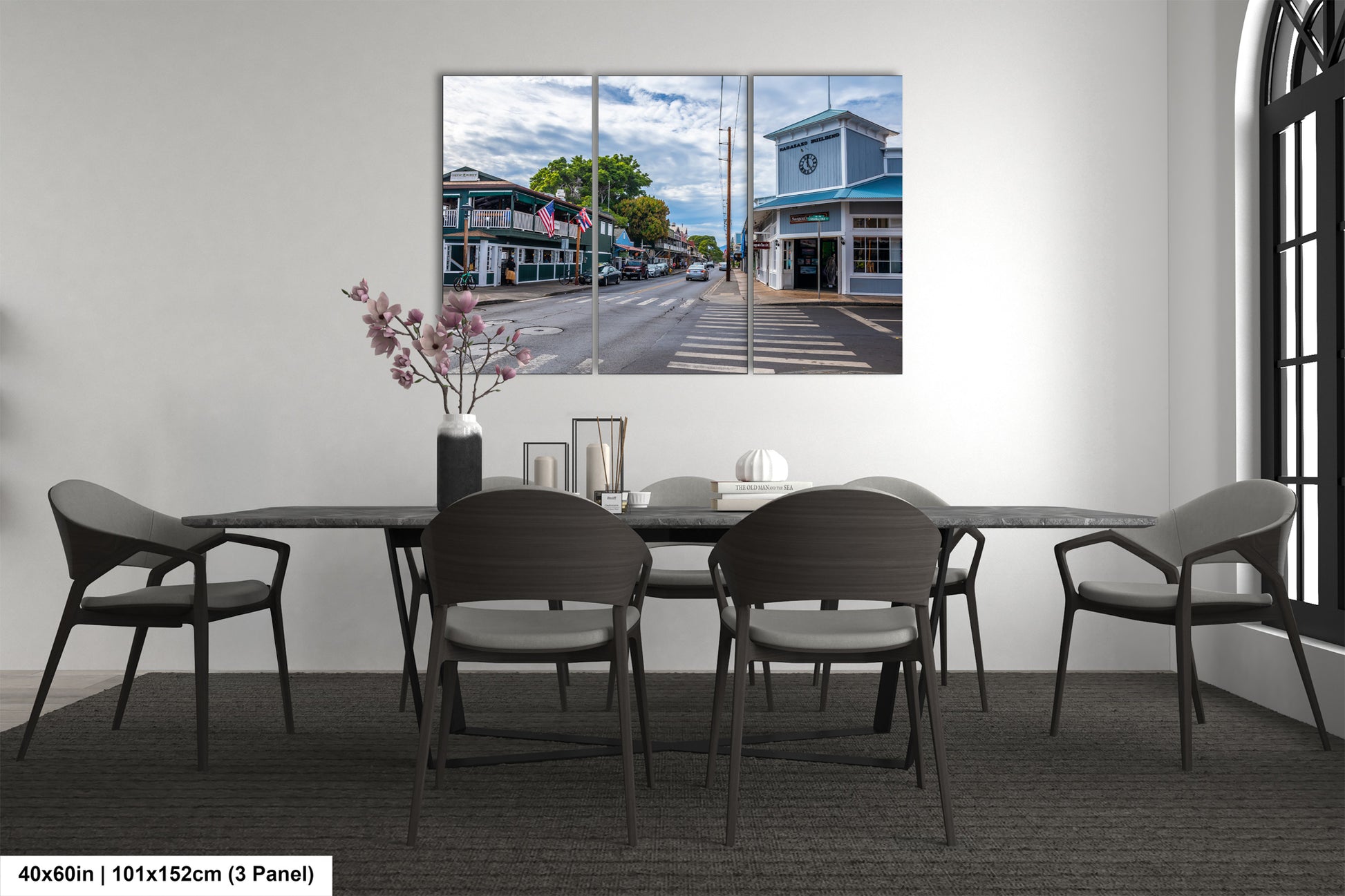 a dining room with a table and chairs
