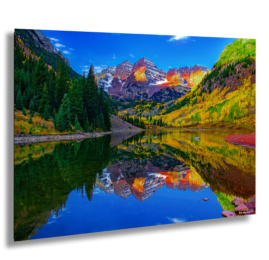 Maroon Bells canvas print, Colorado wall art, autumn colors, sunrise picture, Aspen autumn, nature photography, mountain wall art