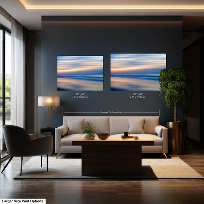 Abstract Seascape Photography Print, Ocean Sunrise Coastal Wall Art, Beach House Artwork, Peaceful Shoreline Sunset, Metal, Canvas, Acrylic