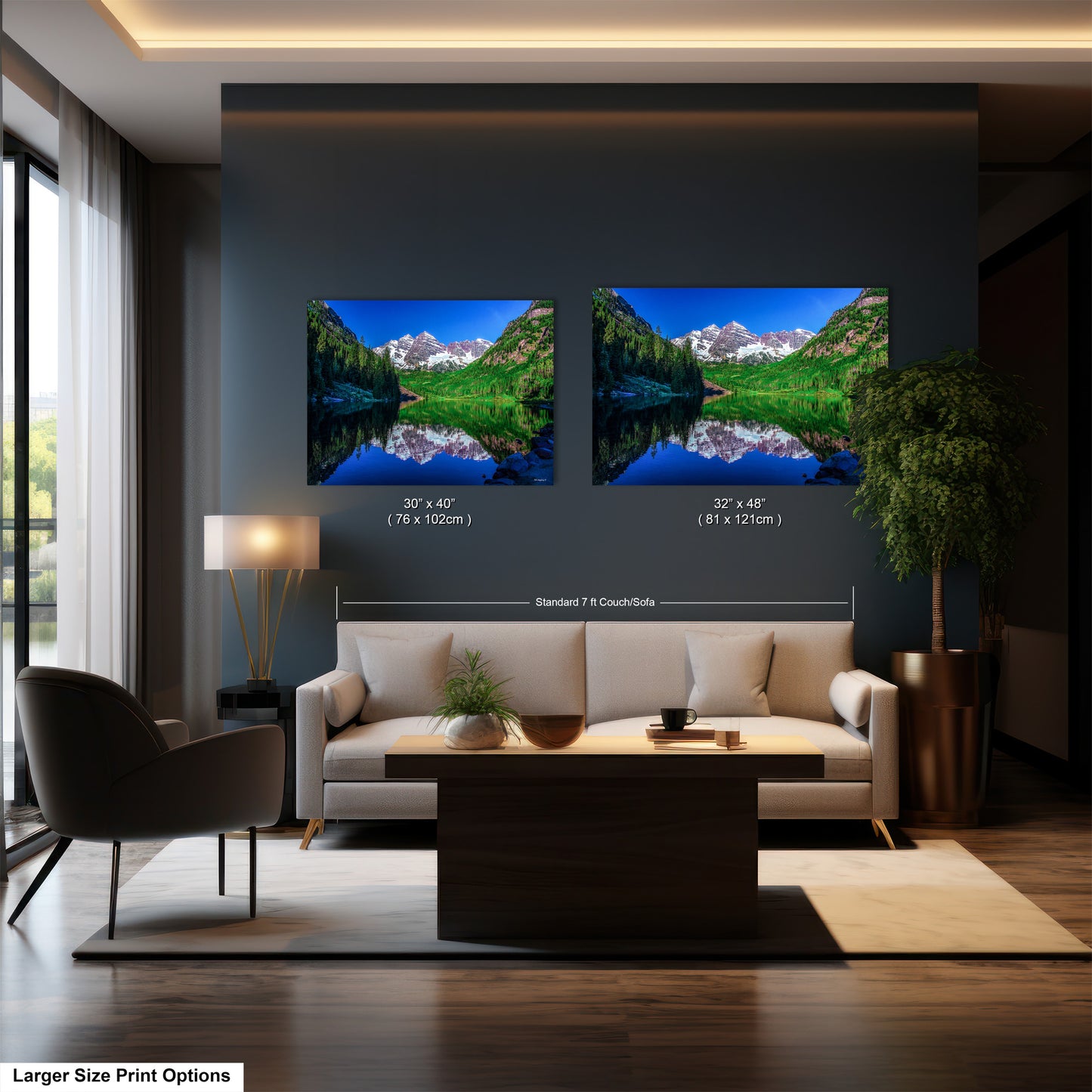 Reflections of Maroon Bells in spring, Aspen Colorado artwork, mountain lake, nature wall art, triptych, office decor,