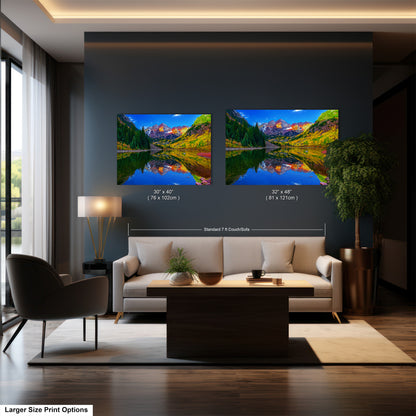 Maroon Bells canvas print, Colorado wall art, autumn colors, sunrise picture, Aspen autumn, nature photography, mountain wall art