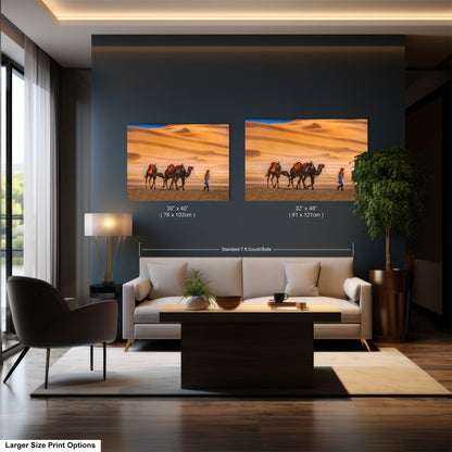 Sahara Desert Canvas Print, Camels, Morocco Photography, Photo Art, Canvas Wall Art, Desert Landscape, Travel Photography