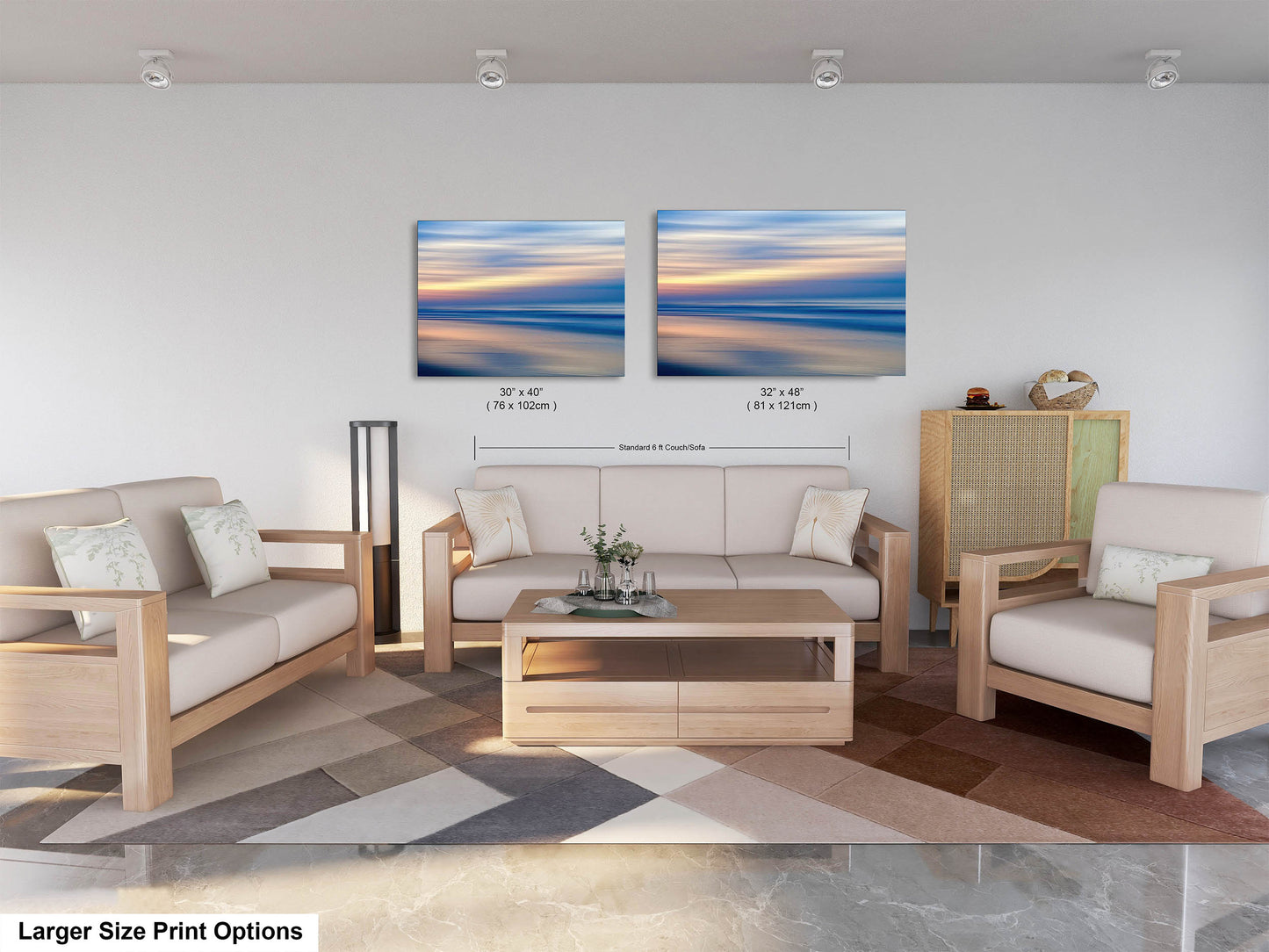 Abstract Seascape Photography Print, Ocean Sunrise Coastal Wall Art, Beach House Artwork, Peaceful Shoreline Sunset, Metal, Canvas, Acrylic