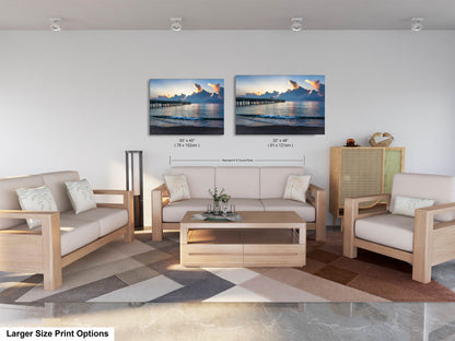 Sunrise at Lake Worth Beach and Pier Photograph Fine Art Print Canvas Acrylic Metal Wall Decor