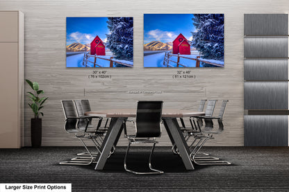 Sun Valley | Idaho | Red Barn | Winter Lights | Print | Paper | Canvas | Metal | Acrylic