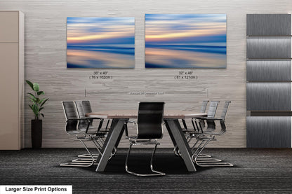 Abstract Seascape Photography Print, Ocean Sunrise Coastal Wall Art, Beach House Artwork, Peaceful Shoreline Sunset, Metal, Canvas, Acrylic