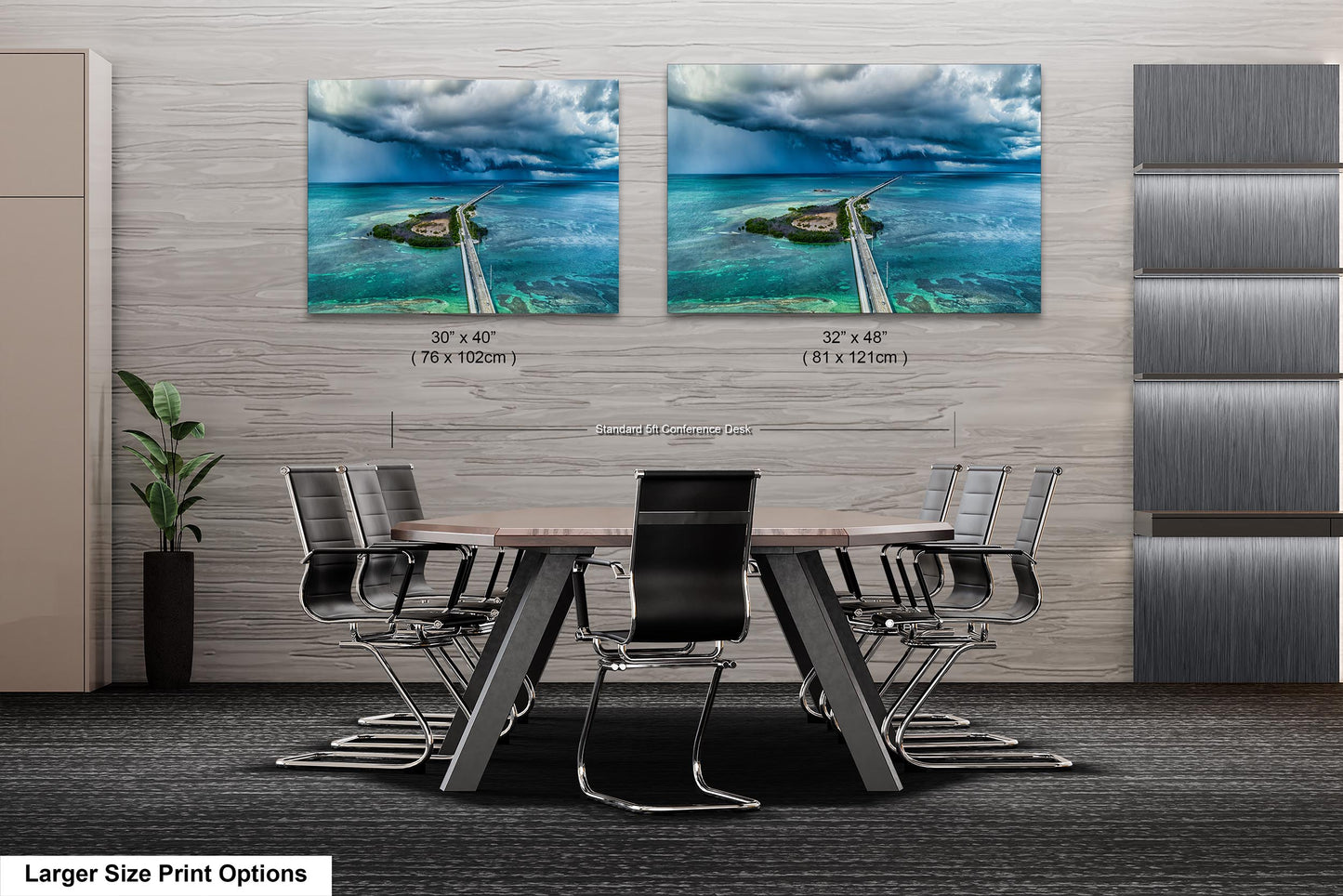 Seven Mile Bridge Wall Art - Florida Keys Stormy Ocean Landscape Print - Coastal Scenic Canvas Decor for Home & Office