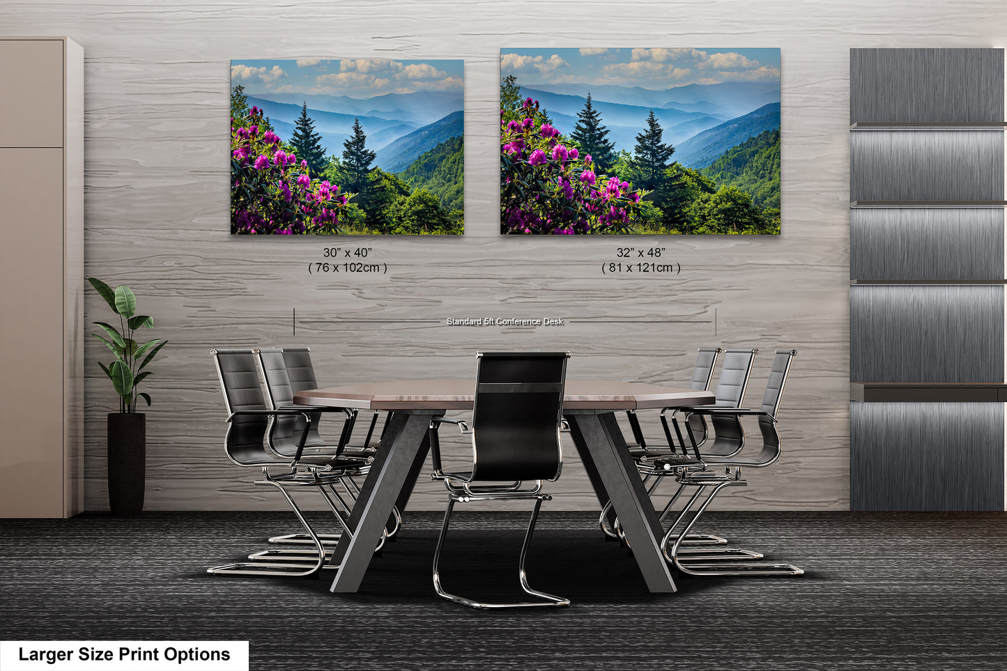 Blue Ridge Mountains and Rhododendrons, Blue Ridge Parkway, North Carolina, Photography wall art