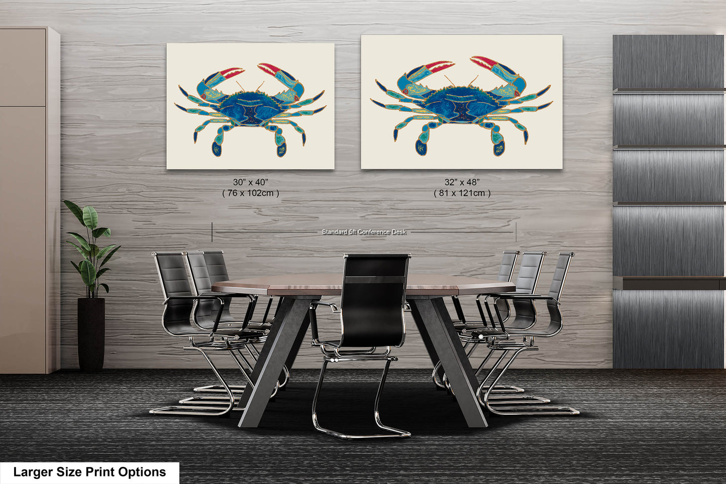 PANORAMIC WALL ART | Maryland Blue Crab Art | Beach Art | Ocean Painting | Oversized Coastal Wall Art | Beach House Décor | Canvas Acrylic