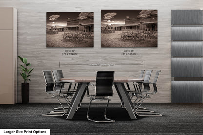 Old West Ghost Town Sepia Photography Decor, Old Wagons Wyoming Photo, Rustic Style, Cowboy Art, Western Art Wall Pictures, Wrapped Canvas,
