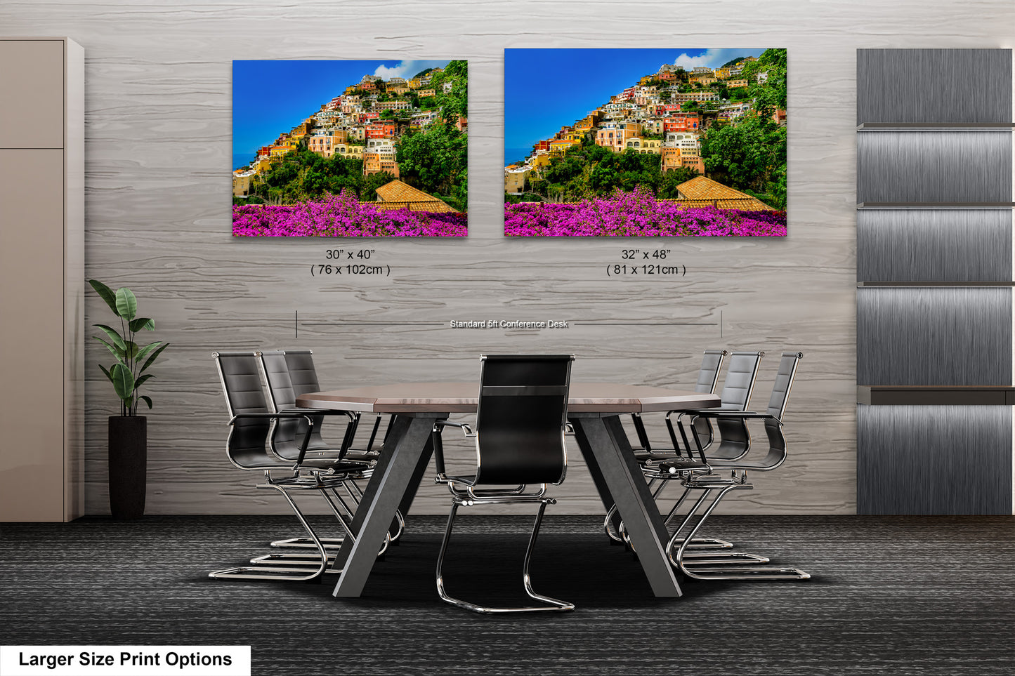 Positano Italy Canvas Print, Italy Photography, Amalfi Coast Photo, Photo Art, Positano Photography, Pink Flowers